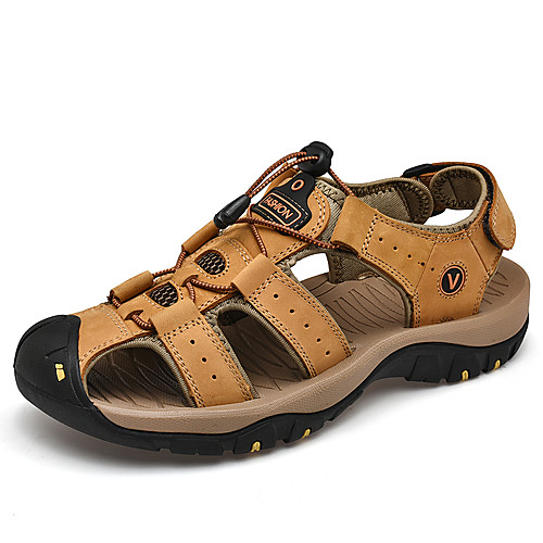 

Men's Summer Casual / Beach Daily Outdoor Sandals Water Shoes / Upstream Shoes Cowhide Breathable Non-slipping Wear Proof Dark Brown / Black / Army Green