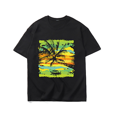 

Men's Scenery T-shirt Daily Round Neck White / Black / Blue / Short Sleeve