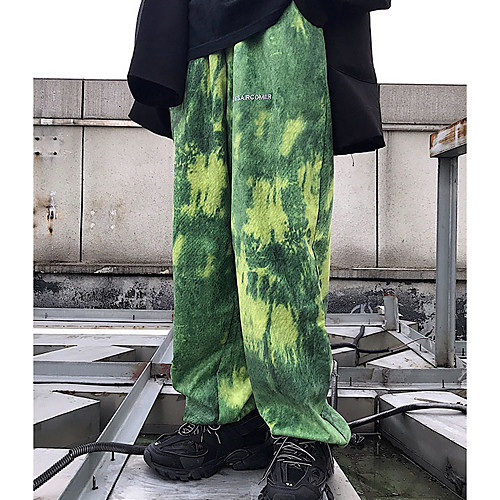 

Women's Basic Slim Chinos Pants - Tie Dye Green Brown M / L / XL