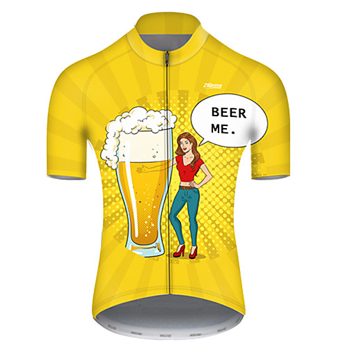 

21Grams Men's Short Sleeve Cycling Jersey Polyester Yellow Polka Dot Gradient Oktoberfest Beer Bike Jersey Top Mountain Bike MTB Road Bike Cycling Breathable Quick Dry Ultraviolet Resistant Sports