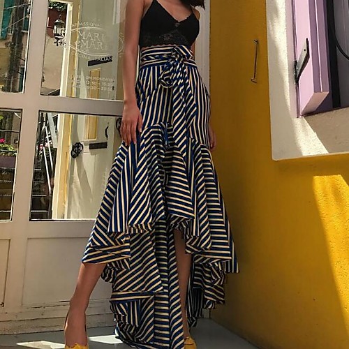 

Women's A Line Skirts - Striped Black S M L