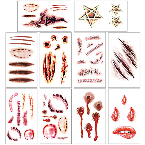 

10 pcs Temporary Tattoos Water Resistant / Waterproof / Mini Style / Safety Face / Body / Hand Water-Transfer Sticker Body Painting Colors