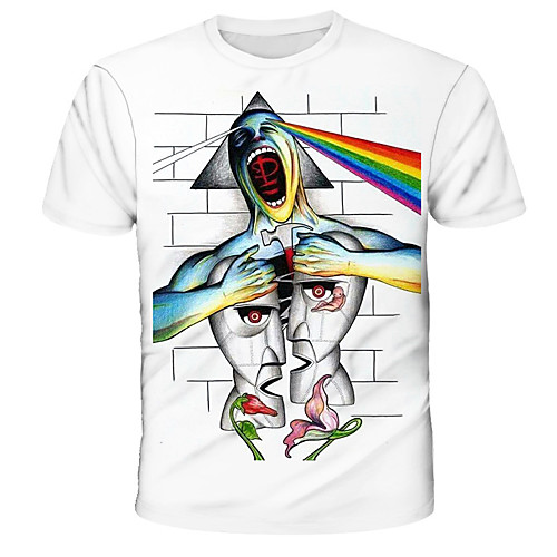 

Men's 3D Animal Wolf Print T-shirt Street chic Exaggerated Daily Holiday Round Neck Rainbow / Short Sleeve