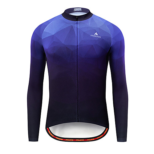 

Miloto Men's Long Sleeve Cycling Jersey Blue Bike Jersey Top Mountain Bike MTB Road Bike Cycling Breathable Quick Dry Sports Clothing Apparel / Stretchy