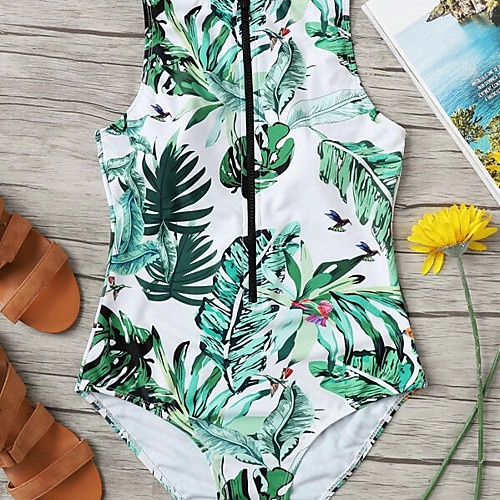 

Women's One Piece Swimsuit Padded Swimwear Bodysuit Swimwear White Black Breathable Quick Dry Comfortable Sleeveless - Swimming Surfing Water Sports Summer / Stretchy