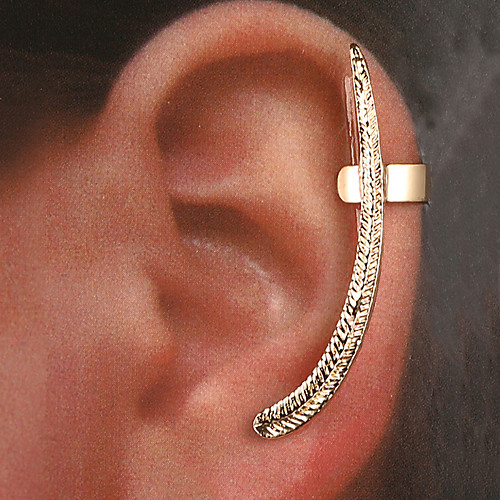 

Women's Ear Cuff Earrings Classic Feather Classic Vintage Trendy Ethnic Fashion Earrings Jewelry Gold For Daily Holiday Street Bar Festival 1pc