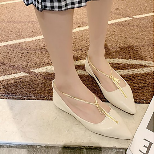 

Women's Flats Spring / Fall Flat Heel Pointed Toe Daily PU Black / Beige