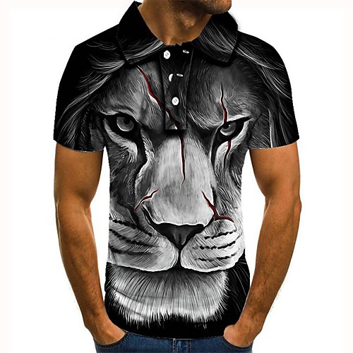 

Men's 3D Polo Basic Daily Shirt Collar Gray / Short Sleeve