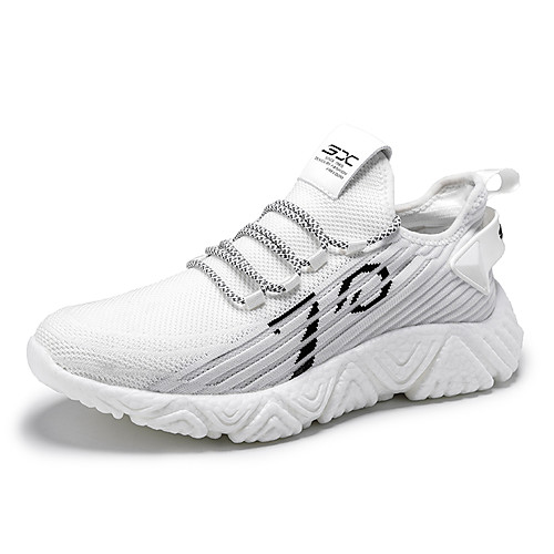 

Men's Fall Sporty / Casual Daily Outdoor Trainers / Athletic Shoes Running Shoes / Walking Shoes Mesh Breathable Non-slipping Shock Absorbing Black and White / Black / White Color Block