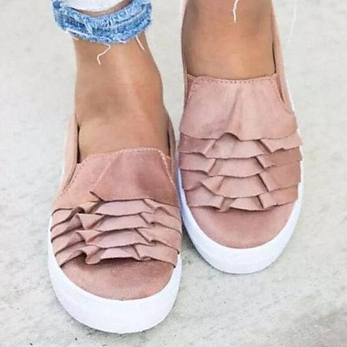 

Women's Flats Summer Flat Heel Round Toe Daily Suede Dark Grey / Black / Pink