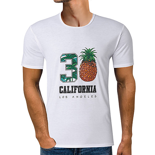 

Men's Letter Fruit Print T-shirt Basic Elegant Daily Going out White