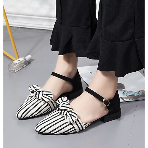 

Women's Sandals Flat Sandal Summer Flat Heel Pointed Toe Daily PU Black / Beige