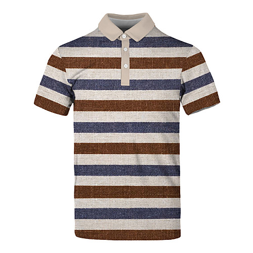 

Men's Striped Polo Basic Elegant Daily Work Khaki