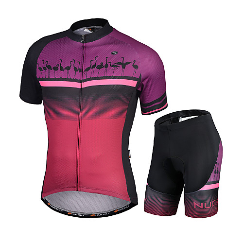 

Nuckily Men's Short Sleeve Cycling Jersey with Shorts Purple Animal Bike Quick Dry Sports Animal Road Bike Cycling Clothing Apparel