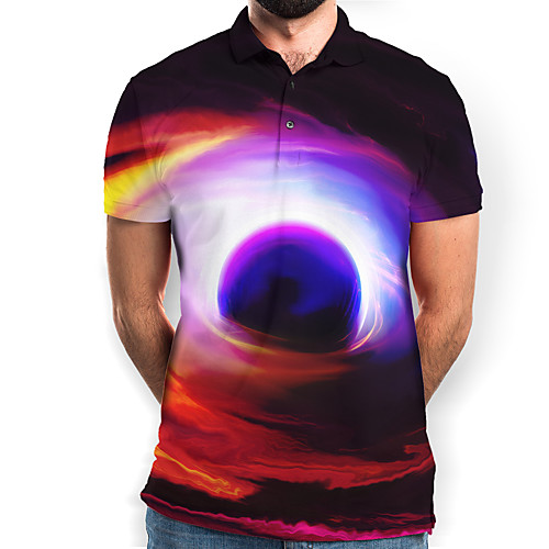 

Men's Galaxy Graphic Print Polo Daily Rainbow