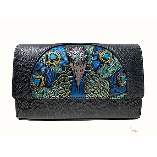 

Women's Zipper Cowhide Clutch / Evening Bag / Crossbody Bag Animal Blue