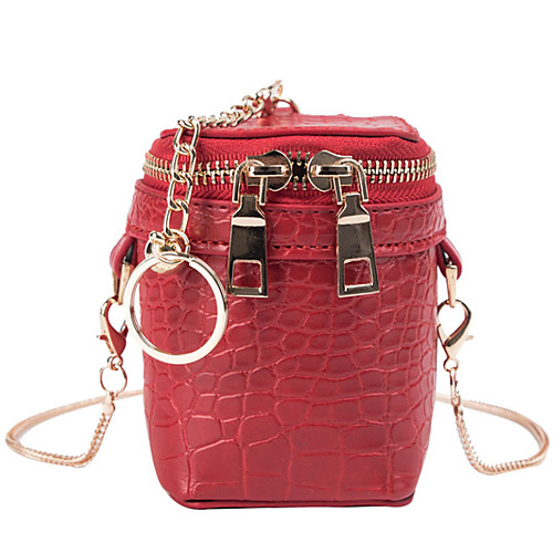 

Women's Polyester / PU Crossbody Bag Solid Color Dark Brown / Red / Khaki