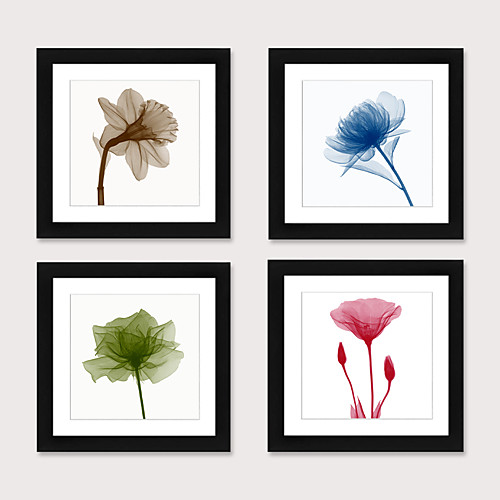 

Framed Art Print Framed Set 4 Blue Abstract Flower PS Illustration Wall Art Ready To Hang