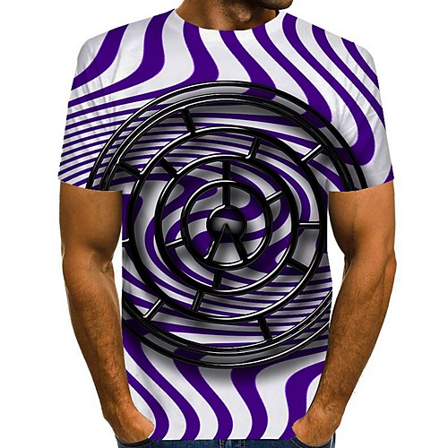 

Men's Striped Geometric T-shirt Daily Wine / Blue / Purple / Red / Royal Blue / Navy Blue