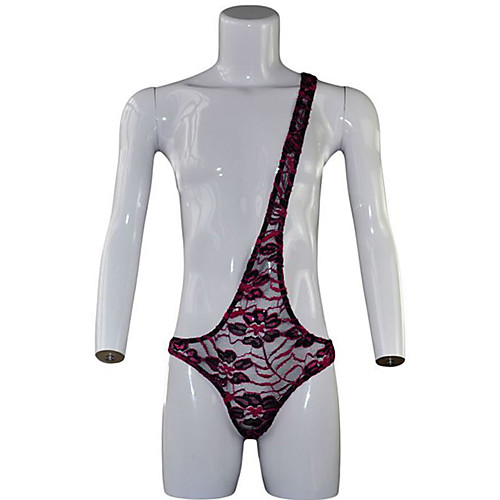 

Men's Lace Bodysuits Nightwear Solid Colored Purple Blushing Pink Fuchsia One-Size