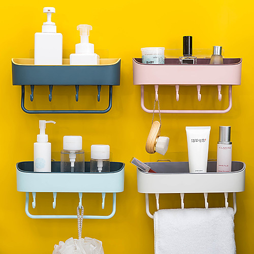 

1pcs Simple Punch-Free Bathroom Wall Mount Rack Multi-Function Plastic Storage Finishing Rack