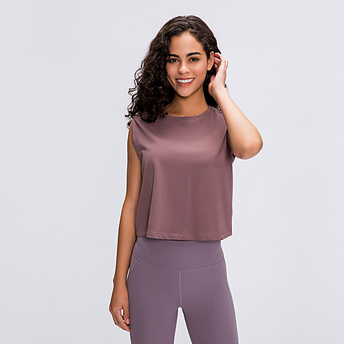 

Women's Yoga Top Fashion Dark Pink White Black Dark Purple Light Purple Cotton Running Fitness Gym Workout Vest / Gilet Top Sport Activewear Breathable Comfort Quick Dry Stretchy