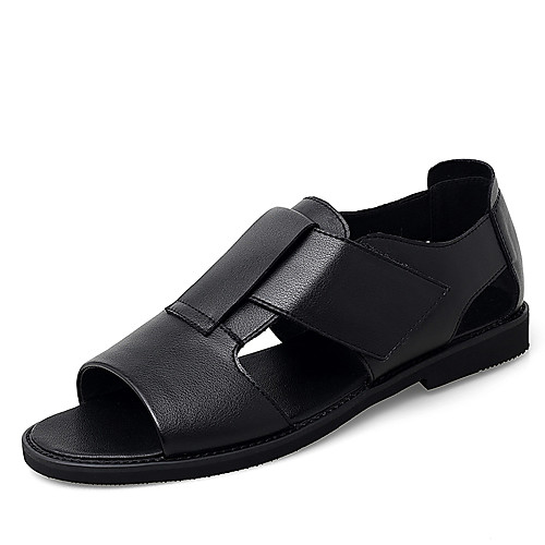 

Men's Sandals Casual Classic Daily Outdoor Cowhide Breathable Non-slipping Wear Proof Black Summer