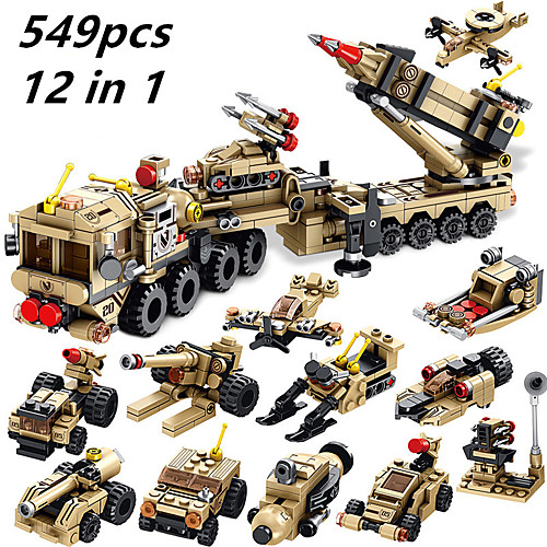 

SHIBIAO 12 in 1 Building Blocks Military Blocks Educational Toy Construction Set Toys 549 pcs Military Warship Plane / Aircraft Police Soldier compatible Plastics Legoing DIY Unisex Boys' Girls' Toy