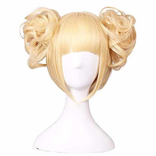 

Synthetic Wig Curly With Bangs Wig Long Blonde Synthetic Hair 14 inch Women's Anime Adorable curling Blonde