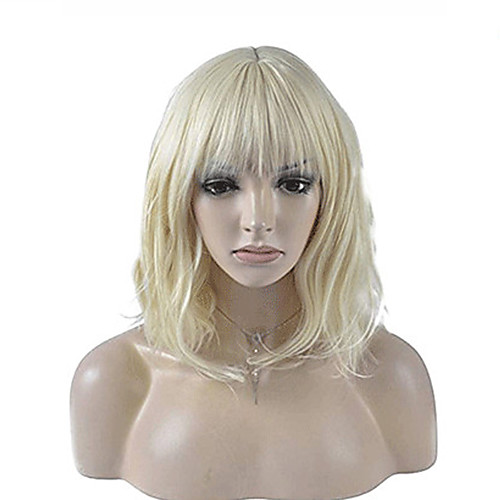 

Synthetic Wig Body Wave Asymmetrical Wig Medium Length Light golden Black#1B Silver Synthetic Hair 12 inch Women's Party Black