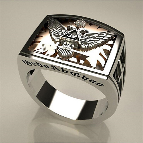 

Men Women Ring 1pc Silver Copper Square Stylish Gift Festival Jewelry Classic Eagle Environmental