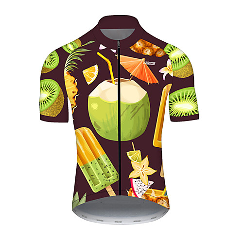 

21Grams Men's Short Sleeve Cycling Jersey Nylon Green / Yellow Pineapple Coconut Fruit Bike Jersey Top Mountain Bike MTB Road Bike Cycling Quick Dry Breathable Sports Clothing Apparel / Micro-elastic