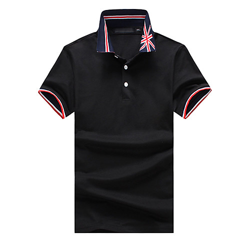 

Men's Polo Solid Colored Flag Short Sleeve Daily Tops Basic Elegant White Black Light gray