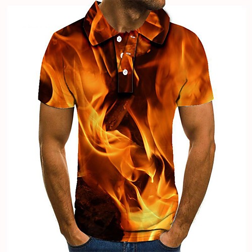 

Men's 3D Polo Basic Daily Shirt Collar Orange / Short Sleeve