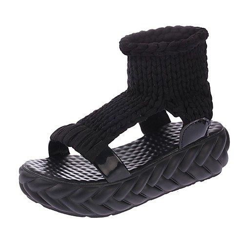 

Women's Sandals Wedge Sandals Summer Creepers Open Toe Daily PU White / Black / Fuchsia