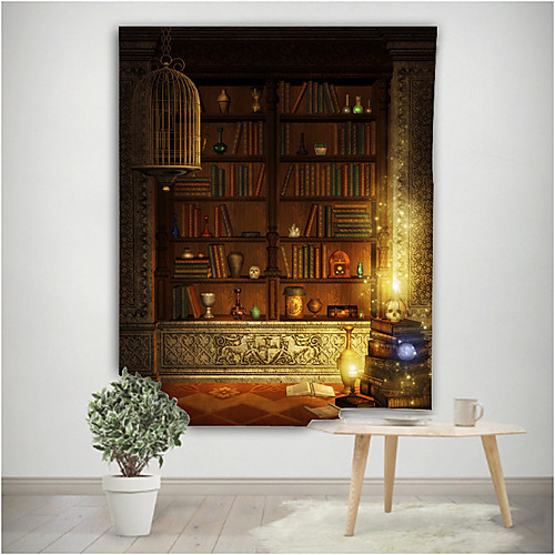 

Magic Retro Boekenplank Tapestry Art Muur Opknoping Wandtapijten Sprei Gooi Home Decor