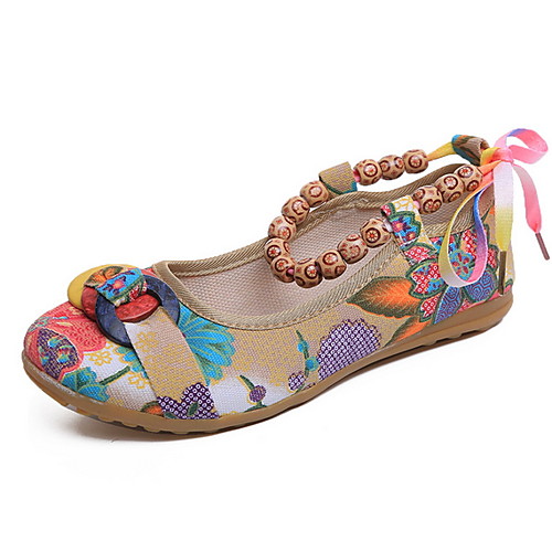 

Women's Sneakers Spring & Summer Flat Heel Round Toe Daily Canvas Almond