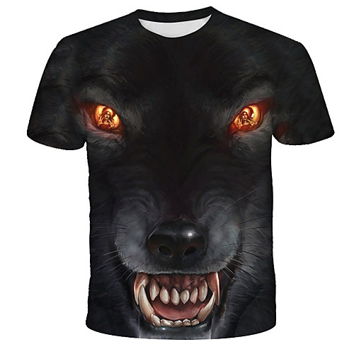 

Men's 3D Animal Wolf Print T-shirt Street chic Exaggerated Daily Holiday Round Neck Black / Short Sleeve