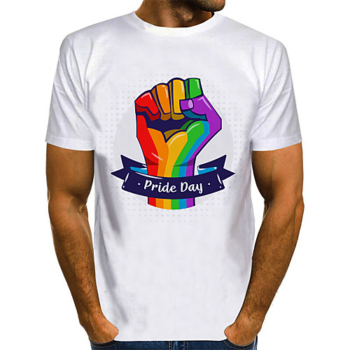 

Men's Graphic 3D Print Pride Day Print T-shirt Basic Exaggerated Daily Round Neck White / Blue / Purple / Red / Yellow / Green / Gray / Short Sleeve