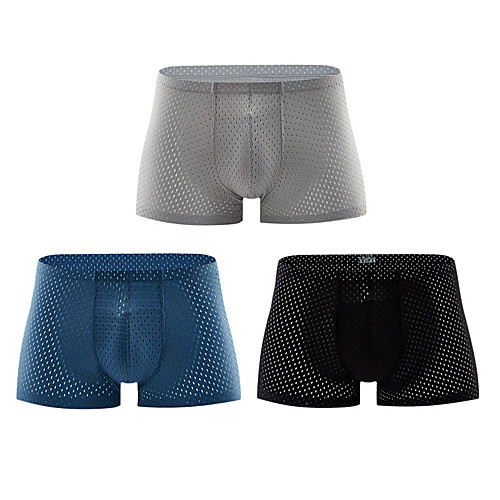 

Men's Sports Underwear Sport Briefs 3pcs Mesh Modal Sports Boxer Briefs Trunks Bottoms Running Walking Jogging Training Breathable Quick Dry Soft Fashion Black / Red Black Black / Blue BlackGray Gray