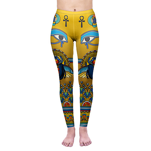

Women's Yoga Pants 3D Print Yellow Elastane Yoga Running Fitness Tights Leggings Sport Activewear Quick Dry Tummy Control Butt Lift Moisture Wicking High Elasticity Skinny