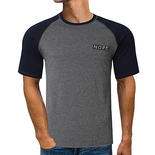 

Men's Color Block Letter T-shirt Basic Elegant Daily Going out Gray