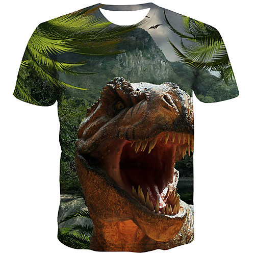 

Men's Plus Size 3D Print T-shirt Street chic Daily Round Neck Rainbow / Short Sleeve