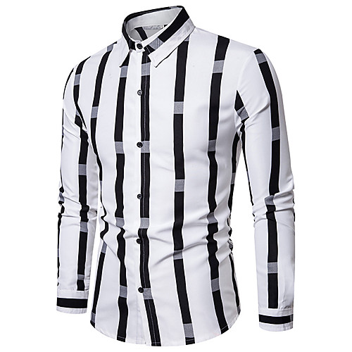 

Men's Striped Shirt Daily Wine / White / Black / Navy Blue