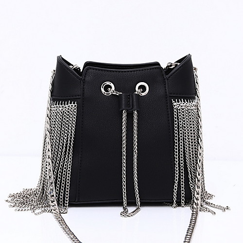 

Women's Tassel / Zipper PU Crossbody Bag Solid Color Black