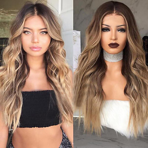 

Synthetic Wig Curly Middle Part Wig Short Brown Synthetic Hair 26 inch Women's Ombre Hair curling Fluffy Brown