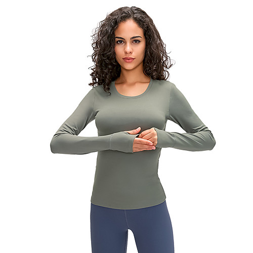 

Women's Yoga Top Thumbhole Removable Pad Fashion White Black Green Mesh Elastane Running Fitness Gym Workout Tee / T-shirt Long Sleeve Sport Activewear Breathable Quick Dry Comfortable Stretchy