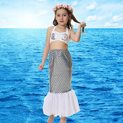 

The Little Mermaid Princess Skirt Flower Girl Dress Girls' Movie Cosplay A-Line Slip White Top Skirt Briefs Children's Day Masquerade Polyster