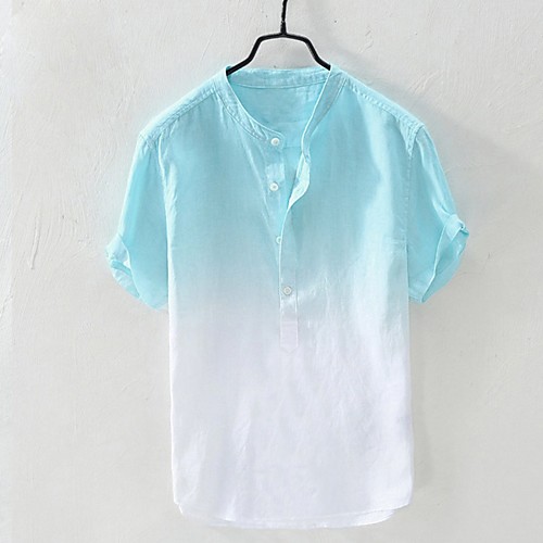 

Men's Color Block Shirt Daily Round Neck Blue / Yellow / Orange / Light Green / Light Blue / Short Sleeve