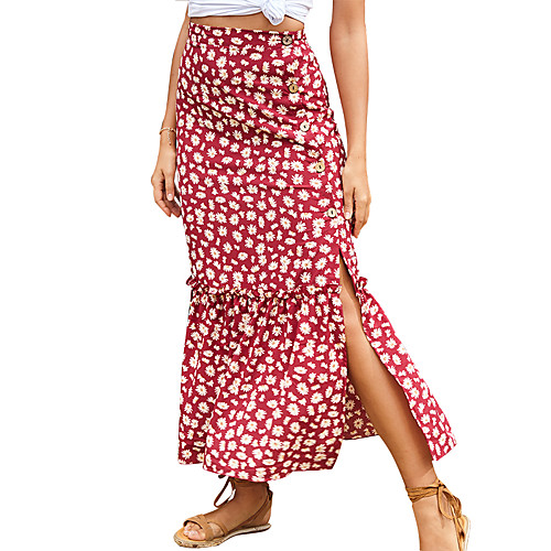 

Women's Street chic A Line Skirts - Floral Red S M L